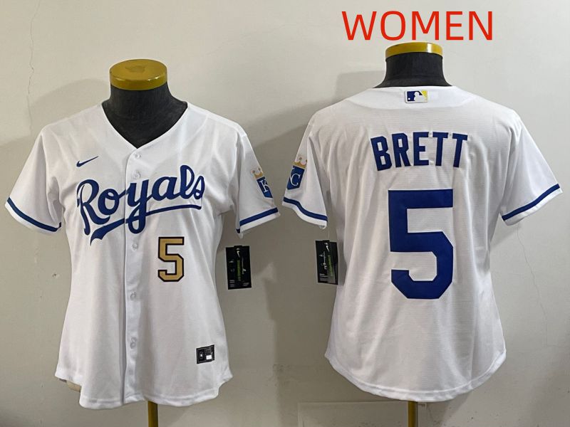 Women Kansas City Royals #5 Brett White Game Nike MLB Jersey style 004